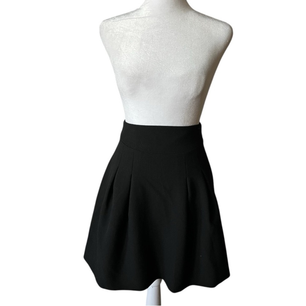 ba&sh Black Pleated A-line Mini wool blend Skirt